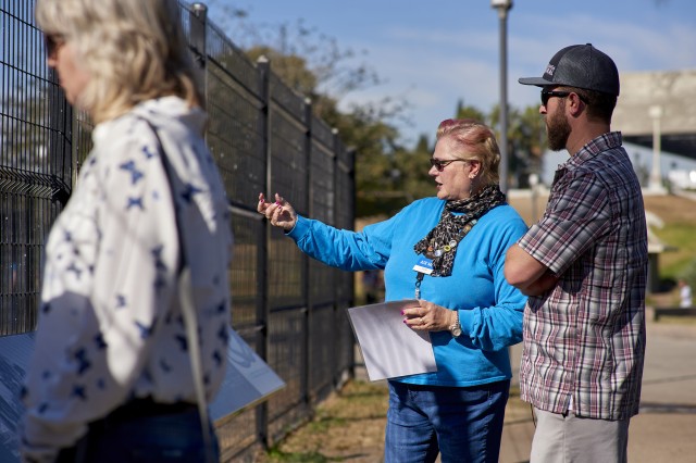 Volunteers by the Lake Pit at the Tar Pits