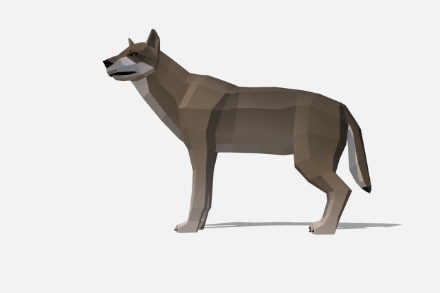A low-poly dire wolf animation