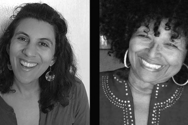 Jenny Gillett interviewing Dorsay Dujon for the Rise Up L.A. Oral Stories Project at NHM. 