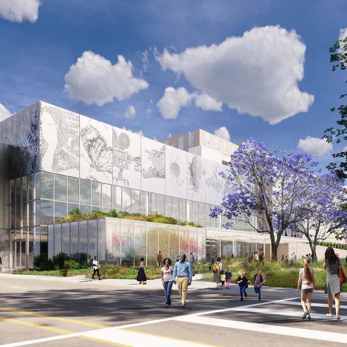 Rendering of NHM Commons, a new community hub for exploring nature and culture and “front porch” for NHM. Rendering by Frederick Fisher and Partners courtesy of NHMLAC.