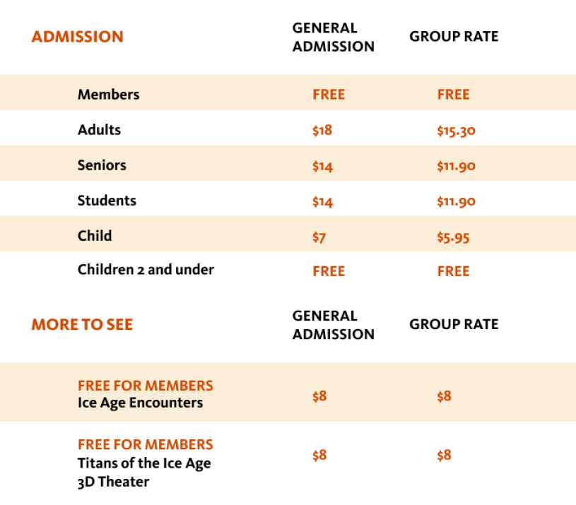 Orange and white pricing table