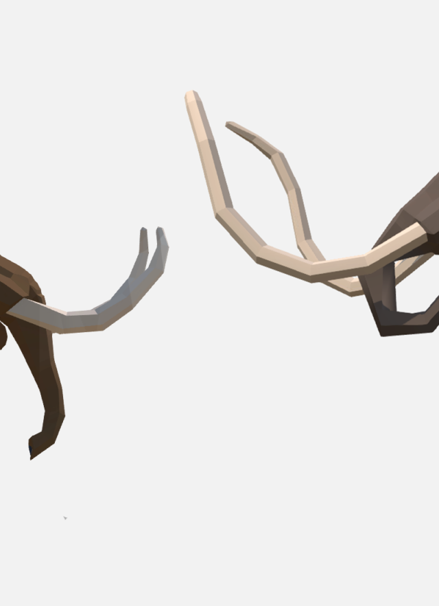 Low poly American mastodon and Columbian mammoth
