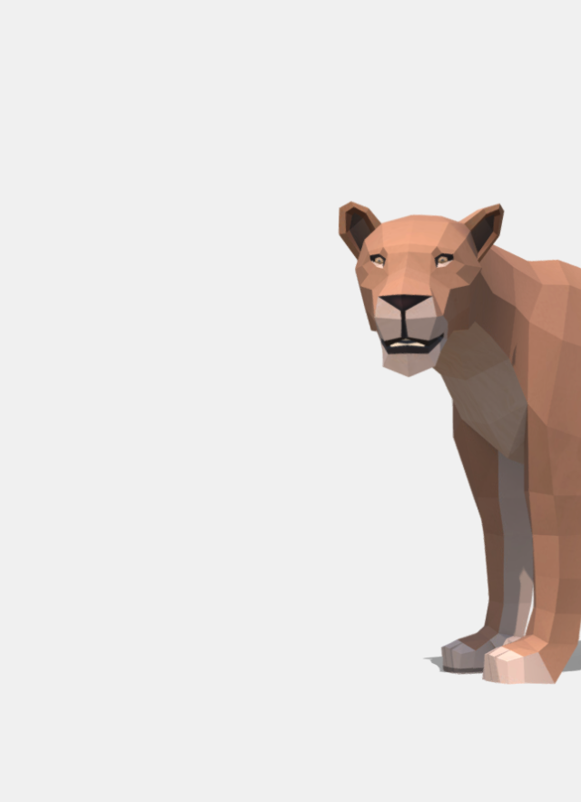Low Poly American lion